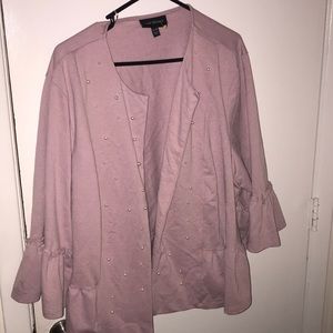 Lane Bryant Pink Pearl Bell Sleeve Cardigan